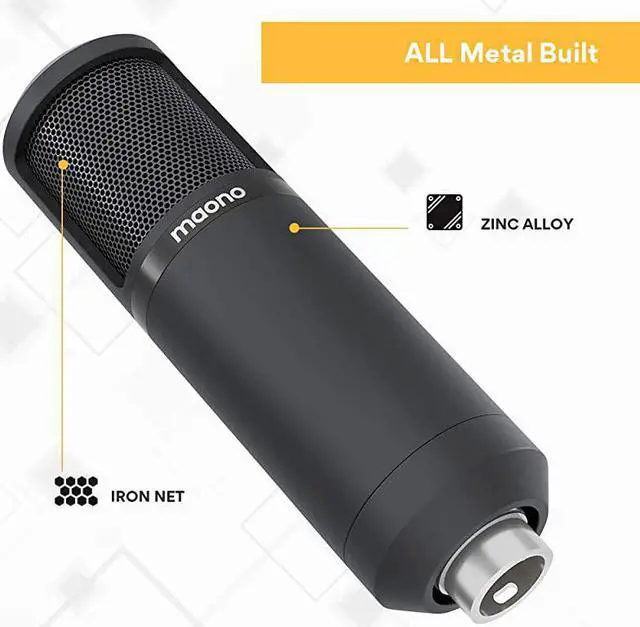 Alt view image 5 of 7 - XLR Condenser Microphone Kit  AUPM320S Professional Cardioid Vocal Studio Recording Mic for Streaming Voice Over Project HomeStudio