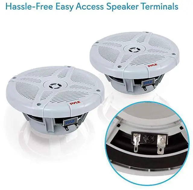 Alt view image 2 of 6 - 65 Inch Marine Speakers Pair 2way IPX4 Waterproof and Weather Resistant Outdoor Audio Dual Stereo Sound System with 600 Watt Power and Low Profile Design  PLMR652W White