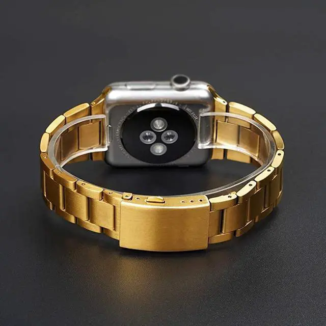 Alt view image 3 of 6 - for Apple Watch Band 38mm 40mm 42mm 44mm SE Series 6 Series 5 4 3 2 1 Adjustable Business Stainless Steel Metal WristBand for Men Women Gold 40mm38mm