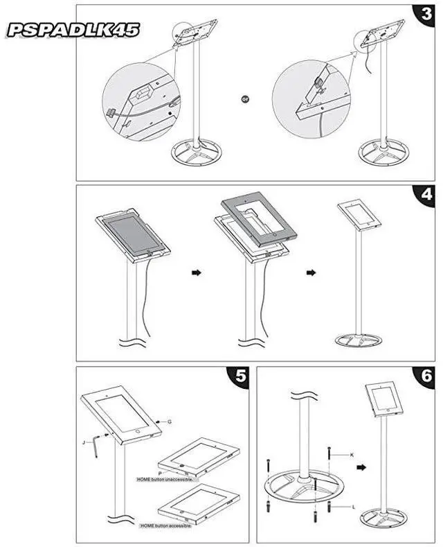 Alt view image 2 of 3 - AntiTheft Tablet Security Stand Kiosk Heavy Duty Aluminum Metal Floor Standing Mount Tablet Case Holder Display w 3780 Inch Pole Height Designed for iPad 2 3 4 Air Tablets  PSPADLK45 Black