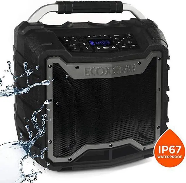 Alt view image 3 of 7 - EcoTrek GDIEXTRK210 Rugged Waterproof Floating Portable Bluetooth Wireless 100 Watt Stereo Smart Speaker and PA System Gray