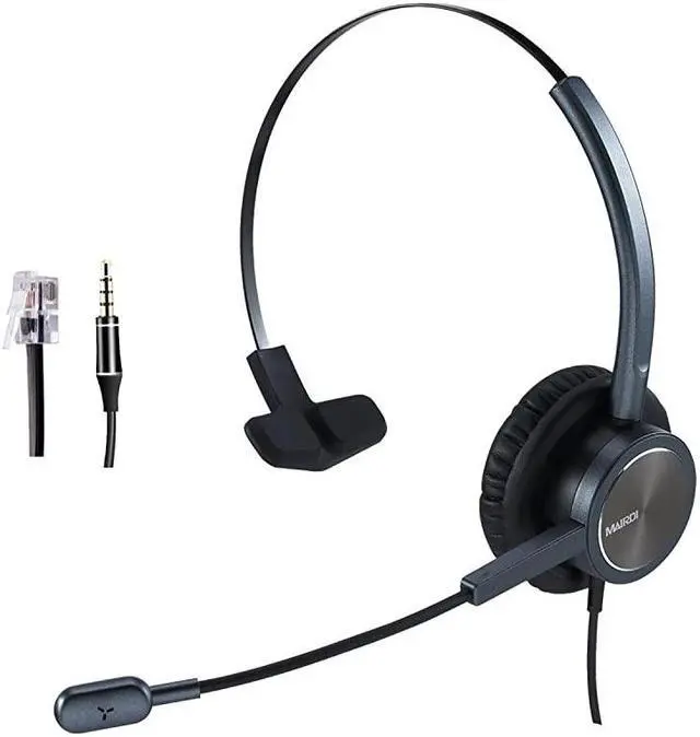 Main image of Center Headset with RJ9 Jack 35mm Connector for Landline Deskphone Cell Phone PC Laptop Office Business Telephone Headset with Noise Canceling Microphone for Polycom Avaya Nortel Aastra