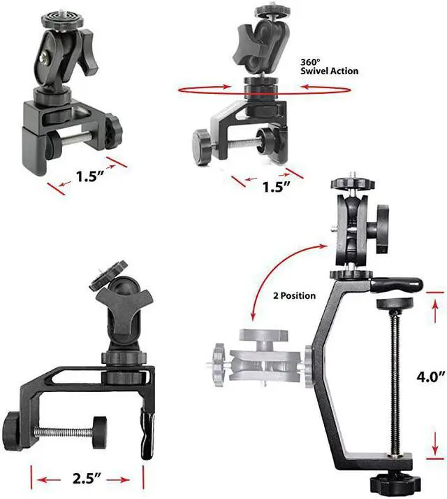 Alt view image 7 of 7 - UltraClamp Assembly Camera Mount Accessory for Cameras Scopes and Binoculars 25Inch