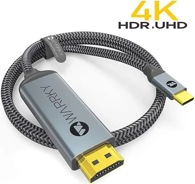 Main image of USB C to HDMI Cable 4K Braided High SpeedThunderbolt 3 to HDMI Converter Compatible with iPad MacBook ProAir iMac Galaxy S20S10S9S8 Surface Dell More A Phone to TV Enabler 6ft