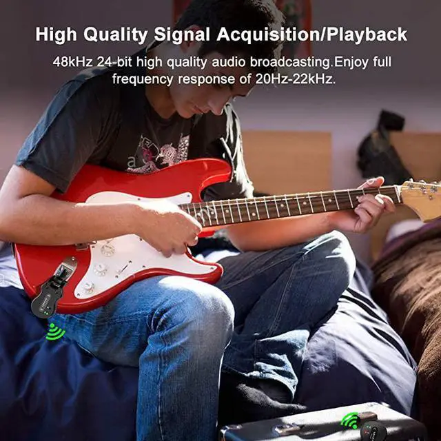 Alt view image 5 of 7 - 58 Ghz Wireless Guitar System Wireless Audio Electric Guitar Transmitter Receiver 4 Channels Transmission Range High Frequency Battery Rechargeable