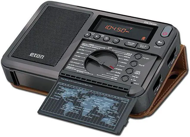 Alt view image 5 of 5 - Elite Traveler AMFMLWShortwave Radio with RDS Custom Leather Carry Cover