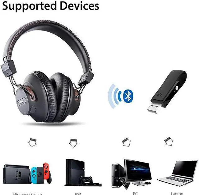 Alt view image 4 of 7 - DG59M Wireless Gaming Headphones Set wDetachable Boom Mic Bluetooth USB Audio Dongle Compatible with PS4 PS5 PC Laptop Computer Chat Music Easy Mute No Delay 40hrs Play Time