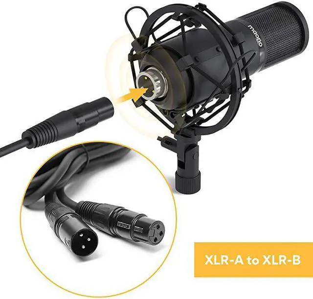 Alt view image 4 of 7 - XLR Condenser Microphone Kit  AUPM320S Professional Cardioid Vocal Studio Recording Mic for Streaming Voice Over Project HomeStudio