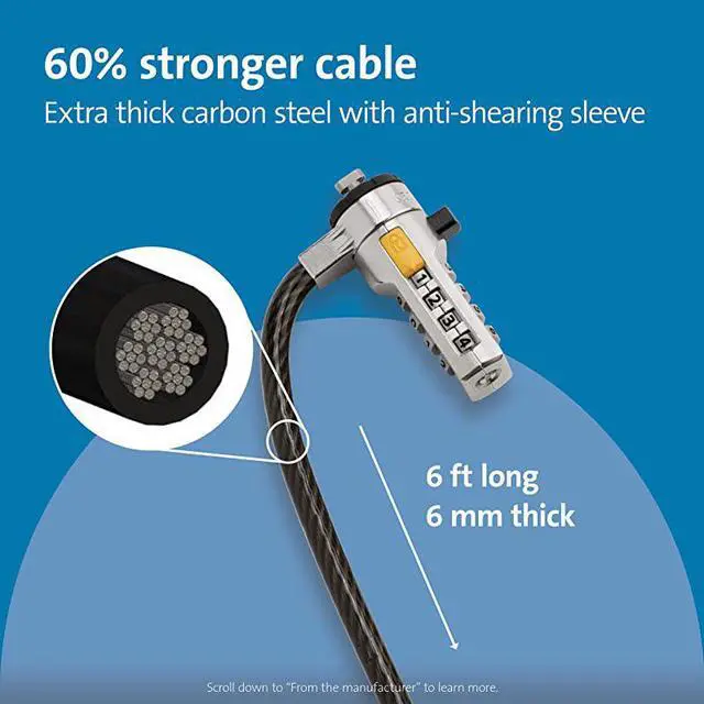 Alt view image 3 of 6 - Combination Ultra Cable Lock for Laptops and Other Devices K64675USSilver