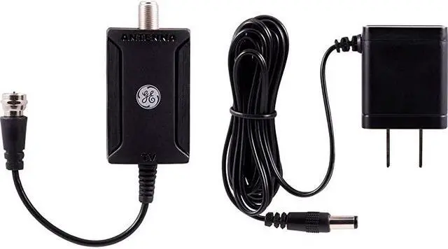 Alt view image 7 of 7 - Indoor TV Antenna Amplifier Low Noise Antenna Signal Booster Clears Up Pixelated Low-Strength Channels HD TV Digital VHF UHF AC Power Adapter Black 42178