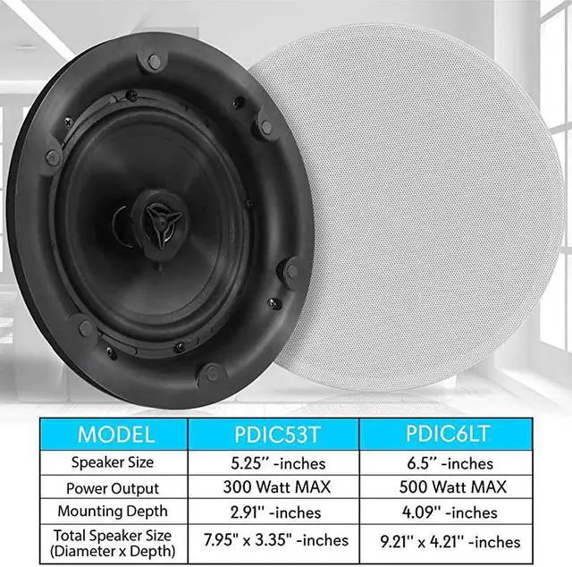 Alt view image 4 of 7 - Ceiling and Wall Mount Speaker 8 2Way 70V Audio Stereo Sound Subwoofer Sound with Dome Tweeter 600 Watts inWall inCeiling Flush Mount for Home Surround System  PDIC8LT White