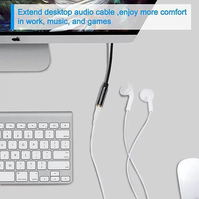 Alt view image 4 of 7 - 35mm Headphone Extension Cable Right Angle 35mm Male to Female Audio Stereo Cable with SilverPlating Copper Compatible with iPhones iPad Sony Beats PS4 Headset Black 3Feet