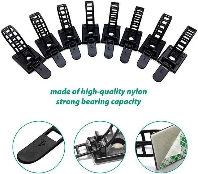 Main image of Pieces Adhesive Cable Management Ties Cord Management Clips Cable Organizer Cable Ties with Optional Screw Mount Cord Fasteners