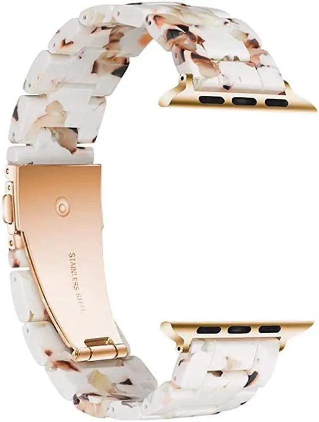 Alt view image 6 of 6 - Resin Strap Compatible with Apple Watch Band 38mm 40mm 42mm 44mm Series1 Series2 Series3 Series4 Series5Ladies and Men Fashionable Resin Watch BandiWatch Replacement WristbandNougat White