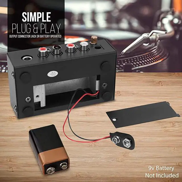 Alt view image 5 of 7 - Phono Turntable Preamp Mini Electronic Audio Stereo Phonograph Preamplifier with 9V Battery Compartment Separate DC 12V Power Adapter RCA Input RCA Output amp Low Noise Operation PP555