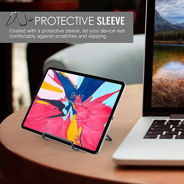 Alt view image 3 of 6 - Foldable Tablet Stand 2 Pack Adjustable Metal Holder for 9129quot Tablet Compatible with iPad 102quot 2019 New iPad Air 3rd Gen iPad Pro 10597 iPad Pro 11 2020129 Galaxy Tab E 96quot Black