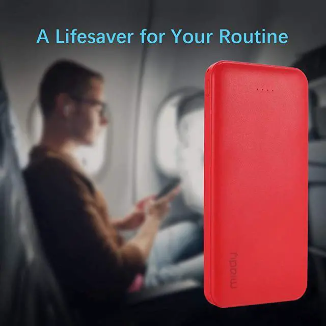 Alt view image 6 of 7 - 3Pack  10000mAh Dual USB Portable Charger Fast Charging Power Bank with USB C Input Backup Charger for iPhone X Galaxy S9 Pixel 3 and etc Red Blue amp Black
