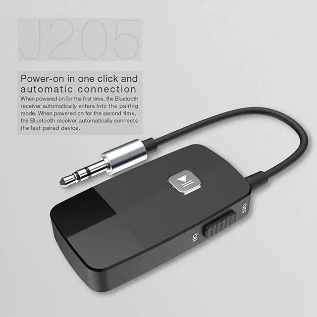 Alt view image 5 of 7 - Bluetooth 50 Receiver for Speaker Wireless Audio Adapter for Home Audio Car Stereo with 35mm RCA Jack 16 Hours Playtime Dual Connection to 2 Cell Phones Easy Control OnOff Slider