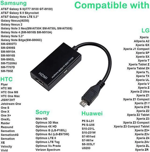 Alt view image 2 of 7 - to HDMI Cable Adapter Micro USB to HDMI 1080P Video Graphic Converter with Video Audio Output for Samsung Galaxy S3 S4 S5 Note 2 3 4 Galaxy Tab 3 Tab S Tab Pro etc Phones with Function
