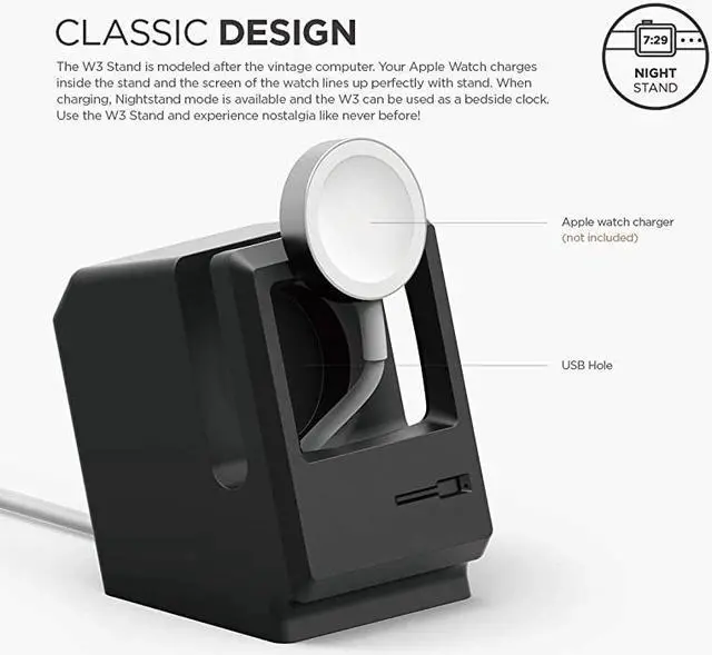 Alt view image 2 of 6 - W3 Stand Compatible with Apple Watch Series 6SE54321 44mm 42mm 40mm 38mm Black