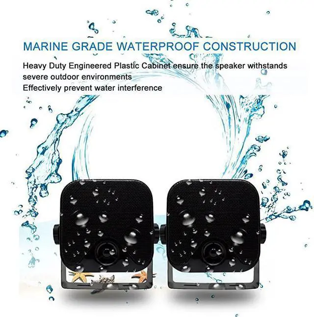 Alt view image 5 of 7 - Inches Heavy Duty Waterproof Boat Marine Box Bluetooth Outdoor Speakers Surface Mounted for Camper Skid Steer ATV UTV RZR Golf Cart Tractor