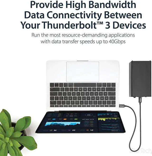Alt view image 2 of 6 - com 40Gbps Thunderbolt 3 Cable 16ft05m Black 5k 60Hz4k 60Hz Certified TB3 USBC Charger Cord w 100W Power Delivery TBLT34MM50CM