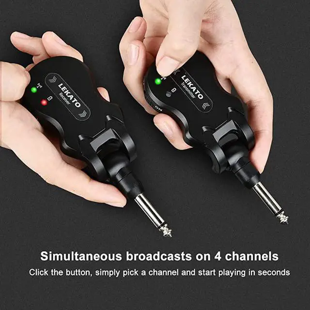 Alt view image 4 of 7 - 58 Ghz Wireless Guitar System Wireless Audio Electric Guitar Transmitter Receiver 4 Channels Transmission Range High Frequency Battery Rechargeable