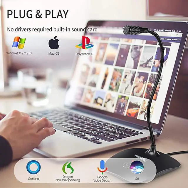 Alt view image 3 of 7 - Computer Microphone with Mute ButtonPlugPlay CondenserDesktop PC Laptop Mac PS4 Mic LED Indicator 360 Gooseneck Design Recording Dictation YouTube Gaming StreamingOmnidirectional