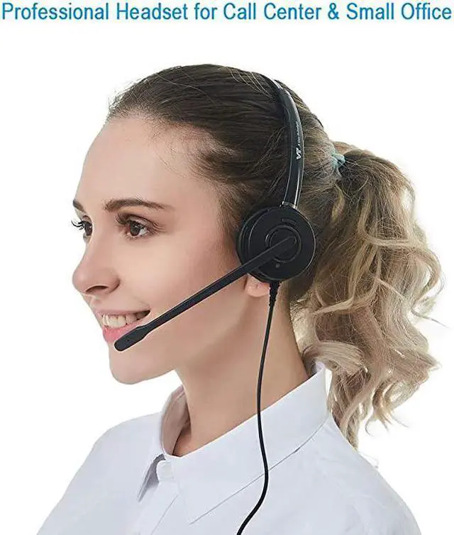 Alt view image 6 of 7 - Microphone Noise-Cancelling Headphone QD-Plantronic - Quick Disconnect Call Center IP Phone Headset with QD-RJ09 Cables