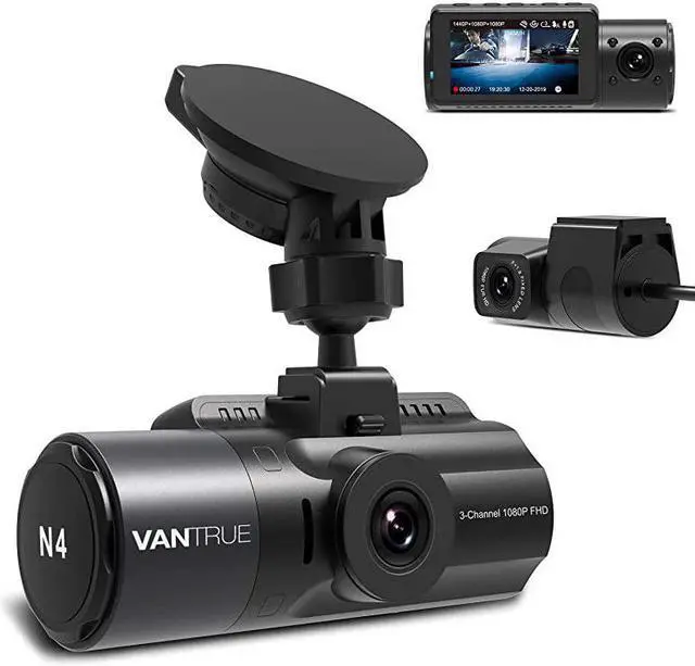 Main image of N4 3 Channel Dash Cam 4K+1080P Dual Channel 1440P+1080P+1080P Front Inside Rear Three Way Triple Car Dash Camera IR Night Vision Capacitor 24 Hours Parking Mode Support 256GB Max