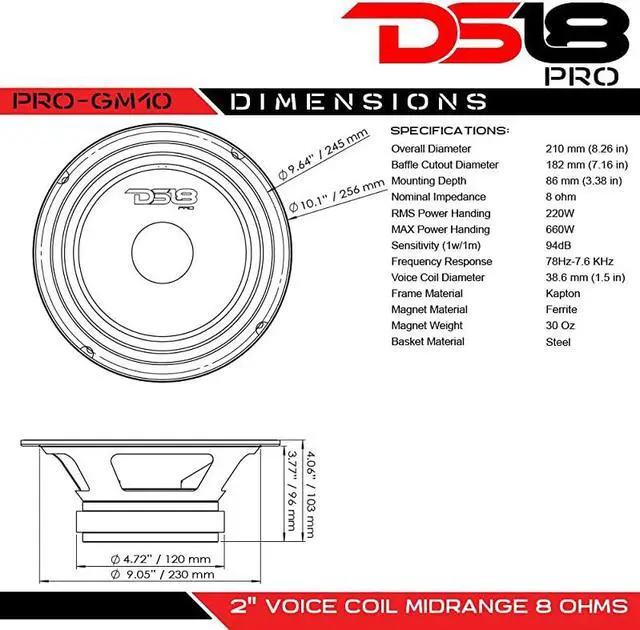 Alt view image 6 of 6 - PROGM6 Loudspeaker 65 Midrange Black Steel Basket 480W Max 140W RMS 8 Ohms Premium Quality Audio Door Speakers for Car or Truck Stereo Sound System 1 Speaker