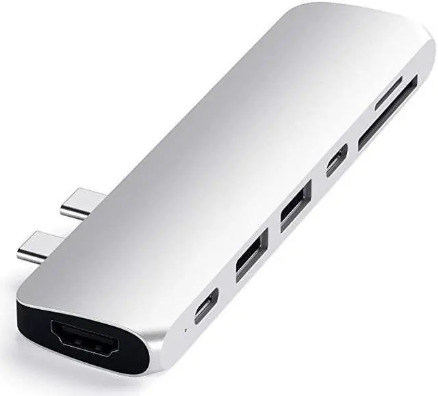 Alt view image 2 of 6 - Aluminum TypeC Pro Hub Adapter Thunderbolt 3 40Gbs 4k HDMI PassThrough Charging SDMicro Card Reader 2 USB 30 Ports for 20162017 MacBook Pro 13Inch and 15Inch Silver