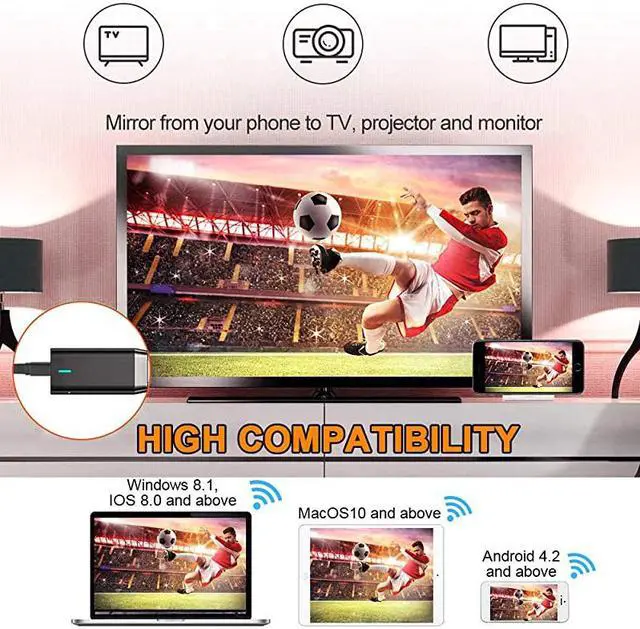 Alt view image 2 of 7 - Wireless Display Dongle  1080P Wireless HDMI Adapter Miracast Dongle Streaming Media Player Mirroring Screen from Small to Big Screen Support 24G5G Miracast Airplay DLNA