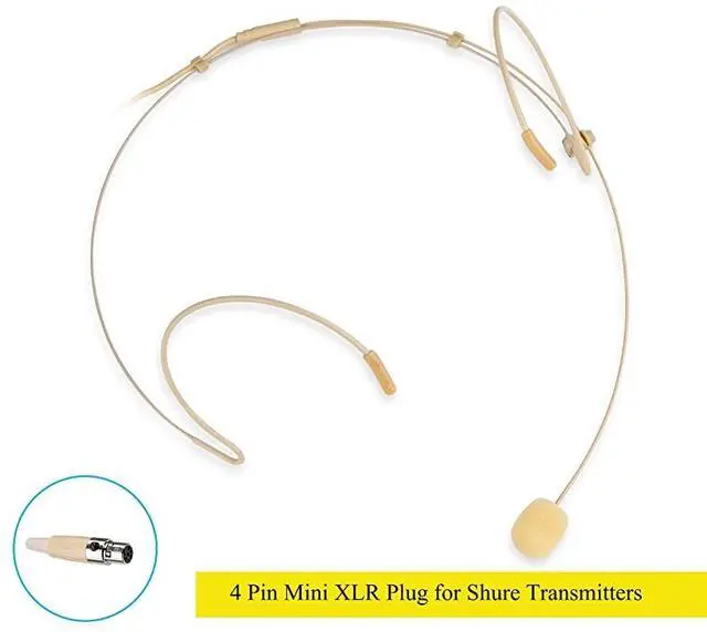 Alt view image 2 of 7 - Headband Headworn Headset Microphone Lightweight Double Earhook Earset Head Microphone for Shure Wireless System amp Lectures Theater Stage Performance Podcasts Beige
