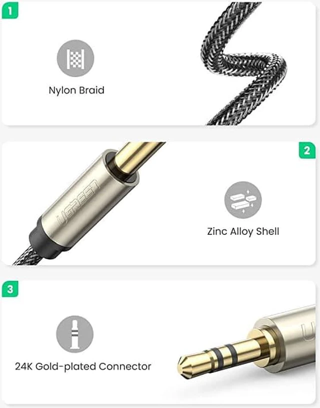 Alt view image 6 of 6 - 635mm 14 Male to 35mm 18 Male TRS Stereo Audio Cable with Zinc Alloy Housing and Nylon Braid Compatible for iPod LaptopHome Theater Devices Amplifiers 6FT