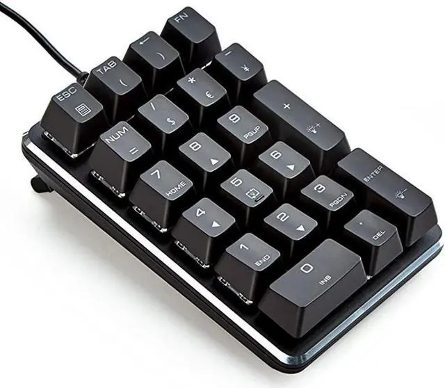 Alt view image 2 of 7 - Mechanical Numeric Keypad GATERON Red Switch Wired Ice Blue Backlight Gaming Keypad 21 Keys Mini Numpad Portable Keypad Extended Layout Black Magicforce