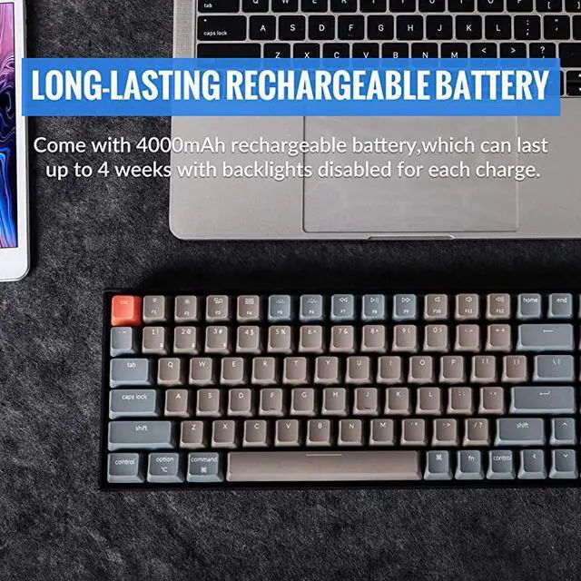 Alt view image 6 of 7 - K4 Wireless Mechanical Gaming Keyboard with White LED BacklightGateron Brown SwitchWired USB C96 Layout 100 Keys Bluetooth Computer Keyboard for Mac Windows PC Gamer Version 2