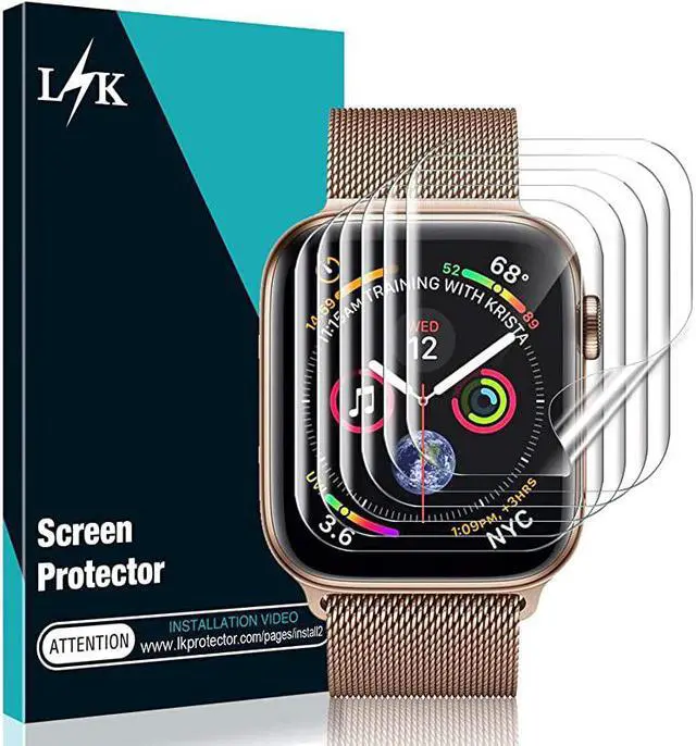 Main image of Pack LϟK Screen Protector Compatible for Apple Watch Series 5 4 40mm Max Coverage BubbleFree Flexible TPU Clear Film with Circle Installation Tool