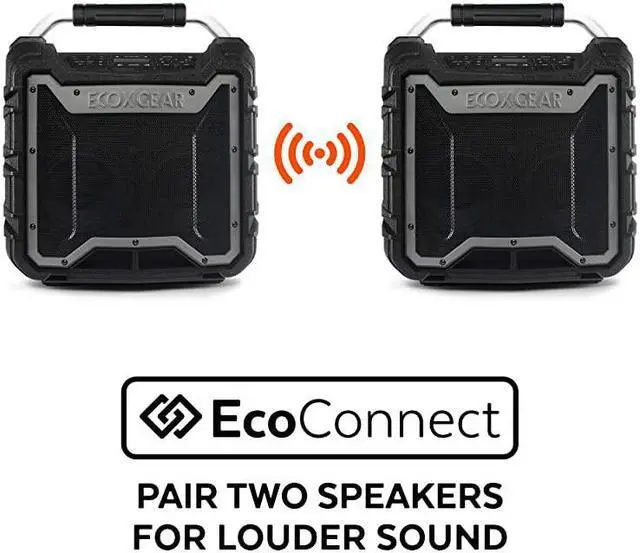 Alt view image 6 of 7 - EcoTrek GDIEXTRK210 Rugged Waterproof Floating Portable Bluetooth Wireless 100 Watt Stereo Smart Speaker and PA System Gray