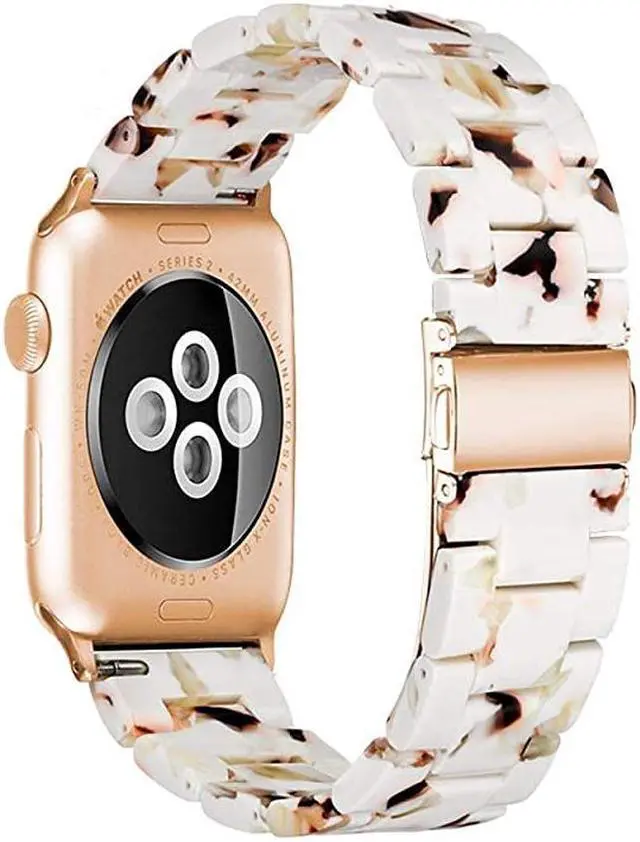 Alt view image 2 of 6 - Resin Strap Compatible with Apple Watch Band 38mm 40mm 42mm 44mm Series1 Series2 Series3 Series4 Series5Ladies and Men Fashionable Resin Watch BandiWatch Replacement WristbandNougat White