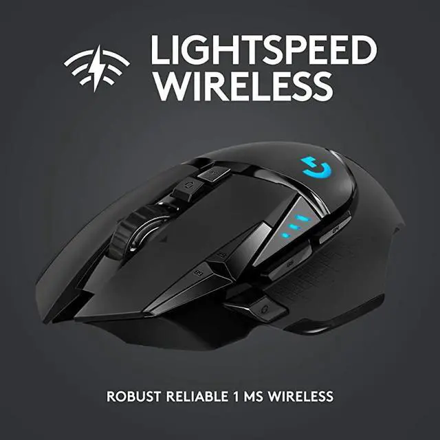 Alt view image 2 of 7 - 502 Lightspeed Wireless Gaming Mouse with HERO 25K Sensor PowerPlay Compatible Tunable Weights and Lightsync RGB Black