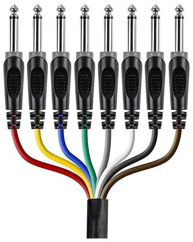 Alt view image 2 of 3 - 601496 8Channel 14 Inch TS Male to 14 Inch TS Male Snake 26AWG Cable Cd 6 Meter 20 Feet With 8 Balanced Mono Unbalanced Stereo Lines