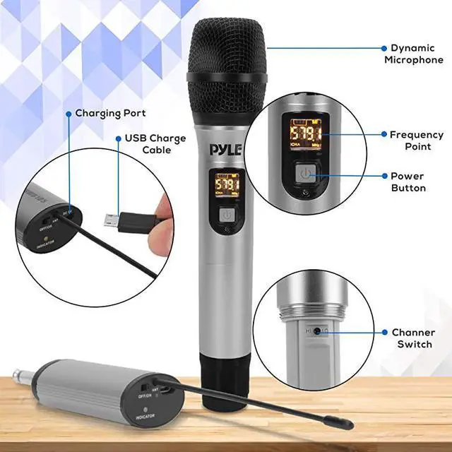 Alt view image 5 of 7 - Portable UHF Wireless Microphone System Professional Battery Operated Handheld Dynamic Unidirectional Cordless Microphone Transmitter Set wAdapter Receiver for PA Karaoke DJ Party  PDWMU105