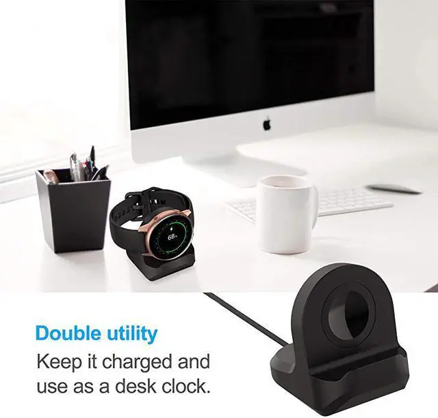 Alt view image 4 of 6 - for Samsung Galaxy Watch 3 41mm 45mm Active 2 40mm 44mmGalaxy Watch Active 40mmNonSlip Silicone Charging Dock HolderCharger Bracket with Integrated Cable Management Slot Black