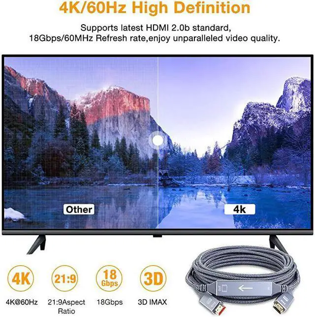 Alt view image 2 of 7 - 4K HDMI Cable  HDMI Cord 35 feet HDMI to HDMI Top Series Supports 4K60HZ 1080p FullHD UHD Ultra HD 3D High Speed HDMI to HDMI Compatible UHD TV Bluray PS43 Monitor