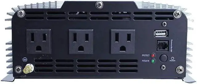 Alt view image 5 of 6 - PS1004 3000W Continuous 6000W Surge Peak Power Pure Sine Wave Inverter with Starter Cables and 4 Output Sockets