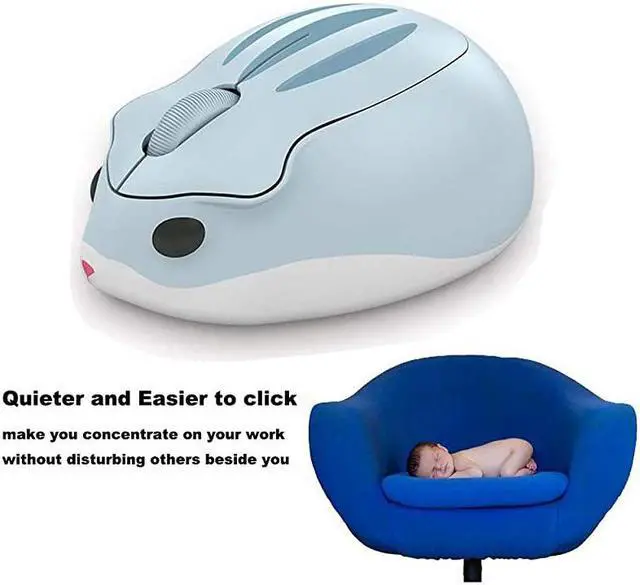 Alt view image 5 of 7 - Wireless Mouse Cute Hamster Shape Less Noice Portable Mobile Optical 1200DPI USB Mice Cordless Mouse for PC Laptop Computer Notebook MacBook Kids Girl Gift Blue