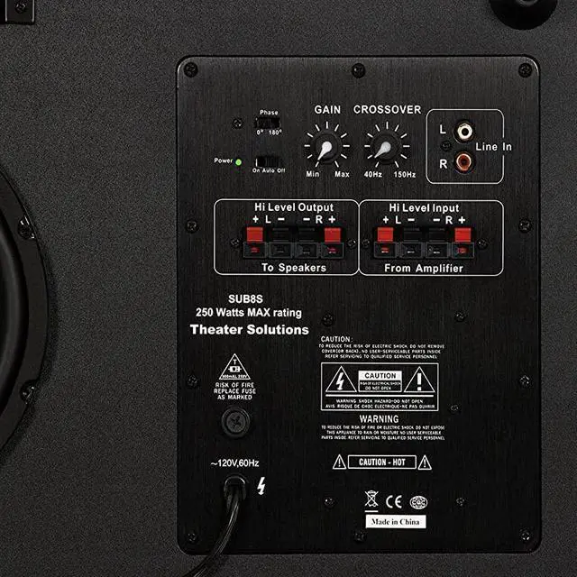 Alt view image 4 of 5 - SUB8S 250 Watt Surround Sound HD Home Slim Powered Active Subwoofer Black