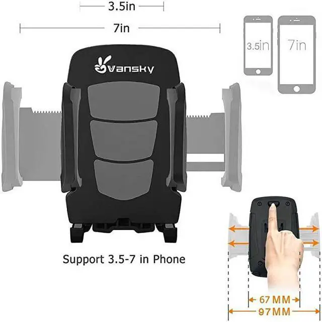 Alt view image 3 of 7 - Car Phone Mount  3in1 Universal Cell Phone Holder Car Air Vent Holder Dashboard Mount Windshield Mount for iPhone Xs Max R X 8 Plus 7 Plus 6S Samsung Galaxy S9 S8 Edge S7 S6 LG Sony and More