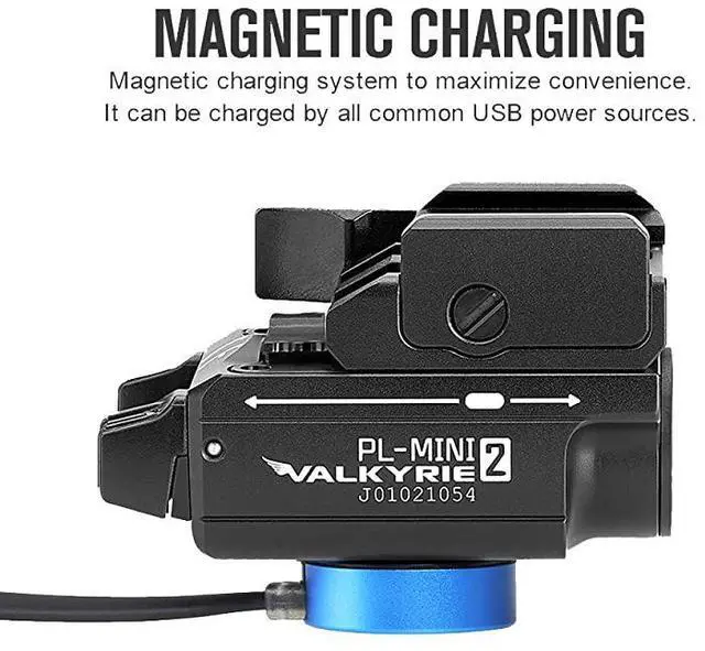 Alt view image 5 of 7 - PLMini 2 Valkyrie 600 Lumens Magnetic USB Rechargeable Compact Weaponlight with Adjustable Rail High Performance CW LED Tactical Flashlight with Builtin Battery Black